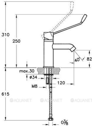 AquaMed смесит.д/раковины, локтевой AquaMed смесит.д/раковины, локтевой