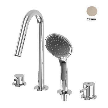 LEAF-BVDM4-L-ST Смеситель на борт ванны врезной, на 4 отверстия, исполнение Satinox