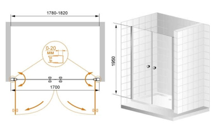 ELENA-W-B-2-180-C-Cr Душевая дверь