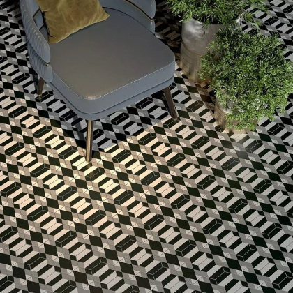 Декор 6 VT\A289\SG1010 Кальсада Черный/Белый/Серый (12см*10,4см*7мм) (45шт/0,561м2) Шестиугольник, шт