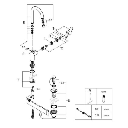 Смеситель для раковины Grohe Eurosmart 2021 L-size, 23537003 Смеситель для раковины Grohe Eurosmart 2021 L-size, 23537003