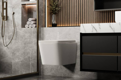 Подвесной унитаз Abber Rechteck AC1201MW белый матовый с микролифтом