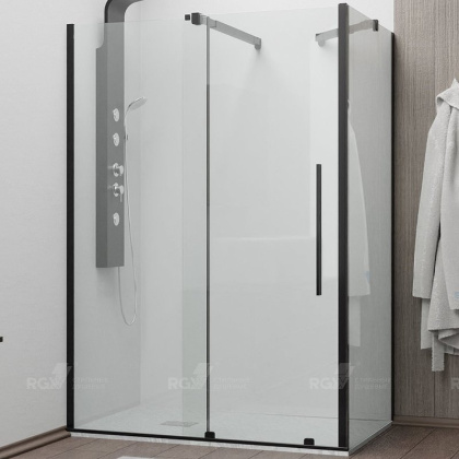 Душевой уголок 100* 90*195 RGW TO-48B (TO-18B + Z-18B) Прямоуг./Чёрный/Прозрачное/6 мм (Easy)