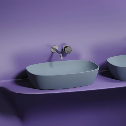 Умывальник чаша накладная овальная (цвет Серо-Голубой Матовый) Element 600*380*138мм