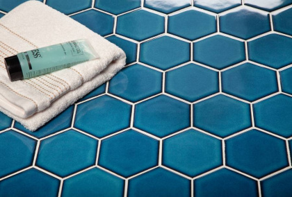 Керамическая мозаика, Hexagon big Deep Blue Glossy 95x110, Geometry Керамическая мозаика, Hexagon big Deep Blue Glossy 95x110, Geometry