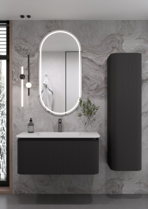 OVALE 1 полка рифленая 100CM АНТРАЦИТ тумба + раковина OV1110101-100 Boheme