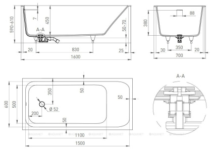 Ванна из искусственного камня ORLANDO_KIT 160,102125M