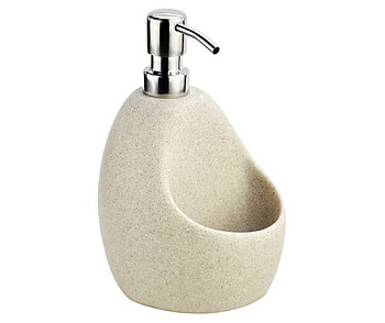 Дозатор с емкостью для губки, 13,1х11,7х19,7 см, бежевый, K-8099