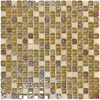 Мозаика стеклянная с камнем Glass Stone-1 (чип 8*15*15) 300*300(11шт.-0.99м2), м2