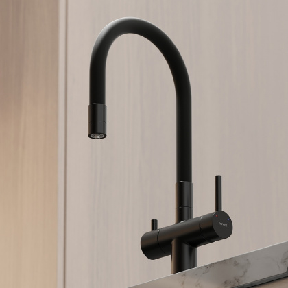 Смеситель для кухни SANCOS Lucia с возможностью подключения фильтра для воды, цвет матовый черный, арт. SC4004MB