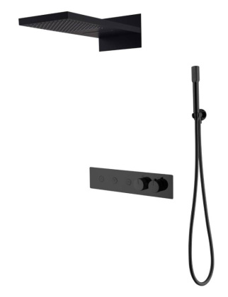 Встроенная душевая система FUSION с термостатом, трехпозиционная BLACK Встроенная душевая система FUSION с термостатом, трехпозиционная BLACK