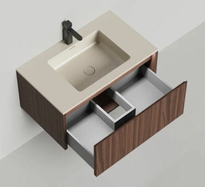 Подвесная тумба Domino 800, шпон, под встраиваемую раковину, гладкий фасад