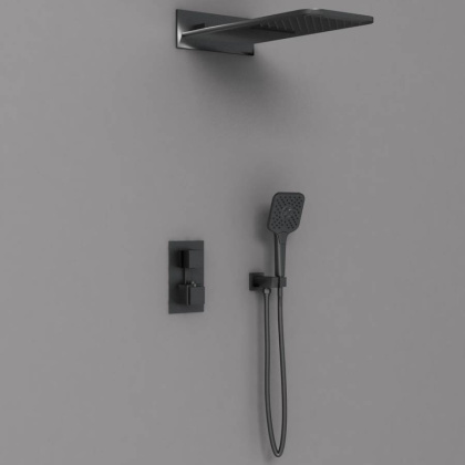 Душевой комплект VSFW-103TMB термостатический встраиваемый, двухрежимный, черный Душевой комплект VSFW-103TMB термостатический встраиваемый, двухрежимный, черный