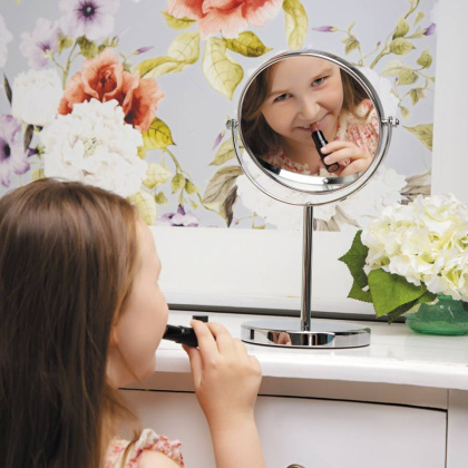 Зеркало двухстороннее, стандартное и с 3-х кратным увеличением, 21х35,5х14 см, хром, K-1003