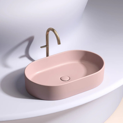Умывальник чаша накладная овальная (цвет Розовый Матовый) Element 608*385*122мм