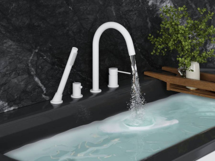 Смеситель Timo Saona 2320/16Y на борт ванны, белый матовый