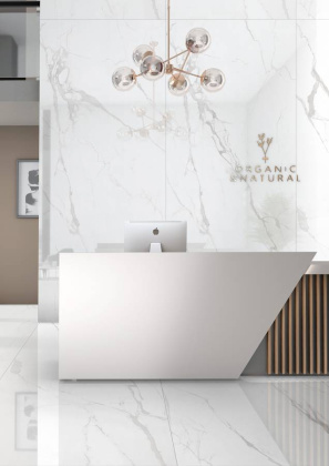 Керамический слэб MANHATTAN WHITE ELEGANCE 2800х1200х6мм, Polished  Керамический слэб MANHATTAN WHITE ELEGANCE 2800х1200х6мм, Polished