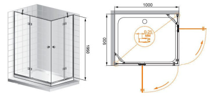 VERONA-W-AH-2-120/100-C-Cr Душевой уголок