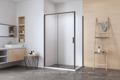 Боковая стенка Aquanet Pleasure Evo 800 AE65-F80-BT профиль черный, прозрачное стекло