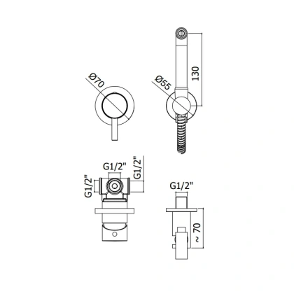 Смеситель с гигиеническим душем Paffoni KITDUP110CR (с внутренней частью)