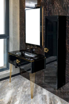 Столешница стекло 100см моноблок Глянцевая Черная Lucido Столешница стекло 100см моноблок Глянцевая Черная Lucido