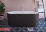 Акриловая ванна отдельно стоящая, цельная, белая матовая внутри, чёрная матовая снаружи,  METAURO-INT-Central-180-80-60-B-W-MATT