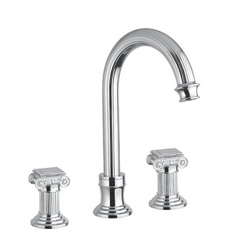 OLIMP-BLS2-A-03/24-O Смеситель на раковину на три отверстия, высокий, с донным клапаном, золото