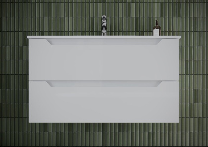 Тумба подвесная SANCOS Norma 2.0 990х450х500, c двумя ящиками оснащенными доводчиками, белый глянец , арт. NR2.100W