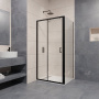 Душевой уголок 100* 80*195 RGW PA-74B (PA-14B + Z-050-2B) Прямоуг./Чёрный/Прозрачное/6 мм (Easy)