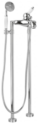 ELITE-VDPM-02-Bi Напольный смеситель для ванны с ручным душем Исполнение: Бронза, Ручки: Белая 