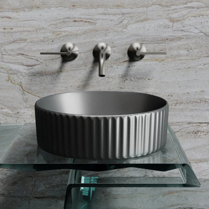 Умывальник чаша накладная круглая (цвет Темный Антрацит Матовый) Element 360*360*115мм