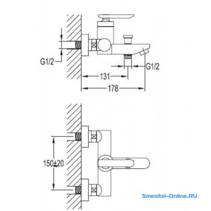 SIESTA-F-VD-01 Смеситель для ванны и душа