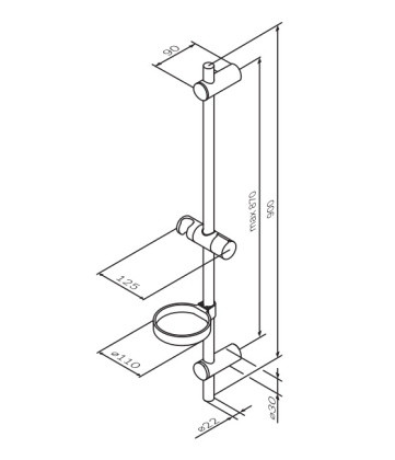 F0370064 Spirit, душ.штанга, 900 мм, шт