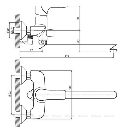 Смеситель для ванны/душа Orange Aristo M19-211cr