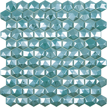 Стеклянная мозаика, DIAMOND 370D TURQUOISE, Hexagon