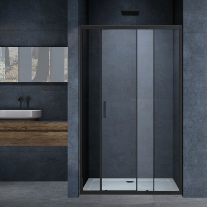 Душевая дверь Alpha VDS-3AL120CLB, 1200, черный, стекло прозрачное