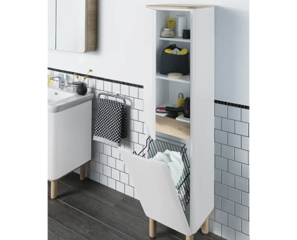 Пенал Sentо, с корзиной для белья, 40 см, цвет матовый белый, правосторонний  ( ножки 61069 заказываются отдельно )