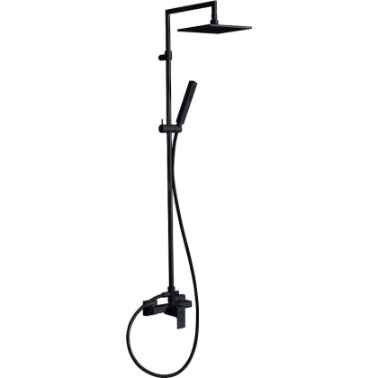 PORTA-CD-NOP Душевая колонна со смесителем для верхнего и ручного душа, верхний душ из нержавеющей стали, исполнение черный матовый