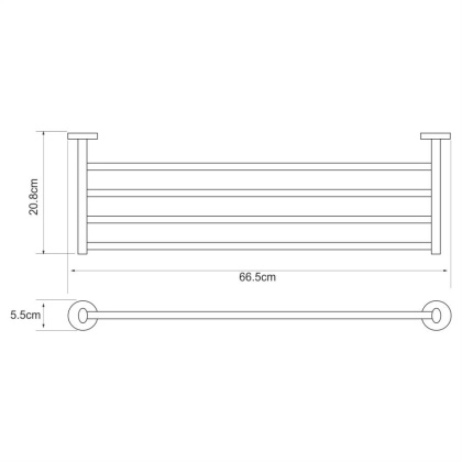 Полка для полотенец Rhein, 66,5х5,5х20,8 см, хром, K-6211