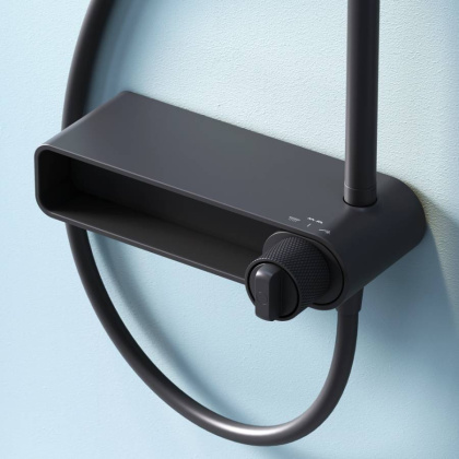 F0785A622 X-Joy, душ.система: Смеситель-полка д/душа, душ.штанга, верхн. душ 220мм, ручн душ, черн.