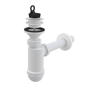 Сифон для умывальника DN32 с пластмассовой peшeткой DN63