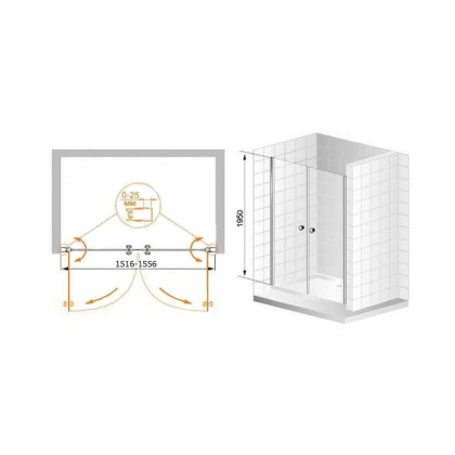 ELENA-W-B-2-160-C-Cr Душевая дверь
