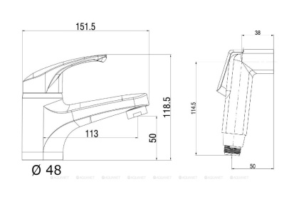 OneLife P01-022cr Полимерный смеситель для раковины с гигиеническим душем, цвет: хром