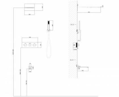 Душевая система ABBER Daheim AF8253G скрытого монтажа с изливом, термостат, золото матовое Душевая система ABBER Daheim AF8253G скрытого монтажа с изливом, термостат, золото матовое
