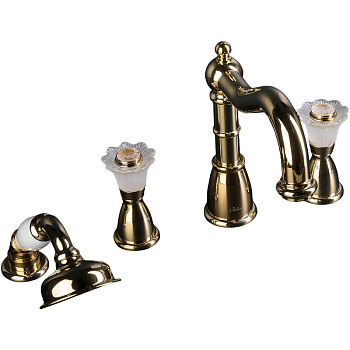 Смеситель врезной на 4отв. Camelia золото_Комплект