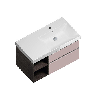 Тумба CUBO правая подвесная с ящиками 90, мальва матовая-древесная CU.90rh\MAL