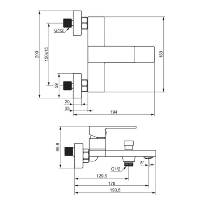 Смеситель для ванны Damixa Gala 531000500 Смеситель для ванны Damixa Gala 531000500