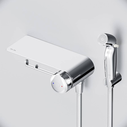 F0H85A800 X-Joy TouchReel, гигиенический набор со смесителем для душа с полкой, держателем туалетной F0H85A800 X-Joy TouchReel, гигиенический набор со смесителем для душа с полкой, держателем туалетной