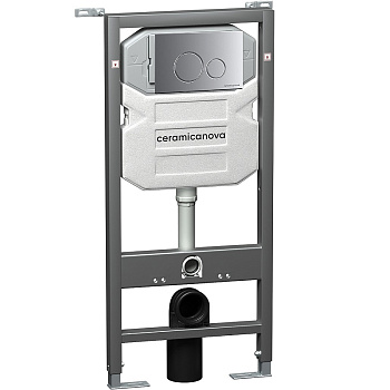 Система инсталляции для унитазов CERAMICANOVA Envision с кнопкой смыва Round цвет хром матовый и креплениями, арт. CN1001M