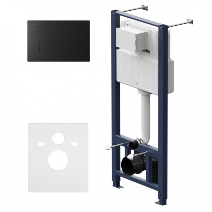 I012704.7038 Pro инсталляция для подвесного унитаза с пневматич клавишей Pro S пластик, черн. матовый